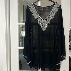NWT INCA sequin beaded sheer silk tunic.